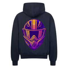 Der MarketPrint Oversized Zipper Hoodie "Streetfighter Helm" in schwarz besticht durch seine farbenfrohe, futuristische Helmgrafik auf dem Rücken. Hergestellt aus 100% Baumwolle mit einem übergroßen Schnitt für maximalen Komfort und Stil.