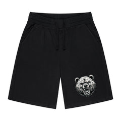 Die MarketPrint Shorts "Bär" in Schwarz mit niedlichem Bärengesicht sind ideal für dein Workout oder entspannte Tage.