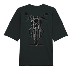 Das Premium Oversize "Motorrad" T-Shirt von MarketPrint aus Bio-Baumwolle überzeugt in Schwarz mit coolem Motorrad-Print - ideal für lässige Looks.