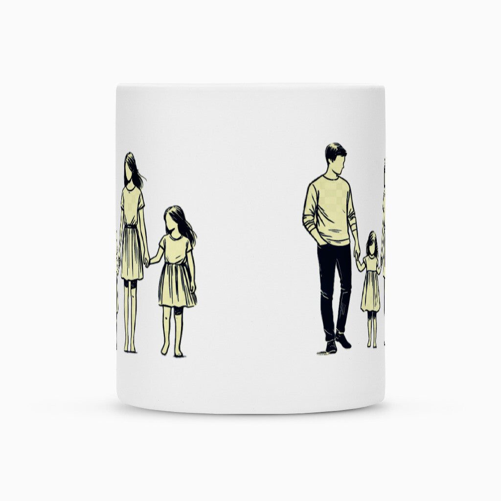 Die MarketPrint Tasse "Eltern-Töchter" zeigt die Linien einer Frau mit Kind und eines Mannes mit Kind. Der Sublimationsdruck sorgt für ein dauerhaftes Design, das jeden Schluck warm und besonders macht.